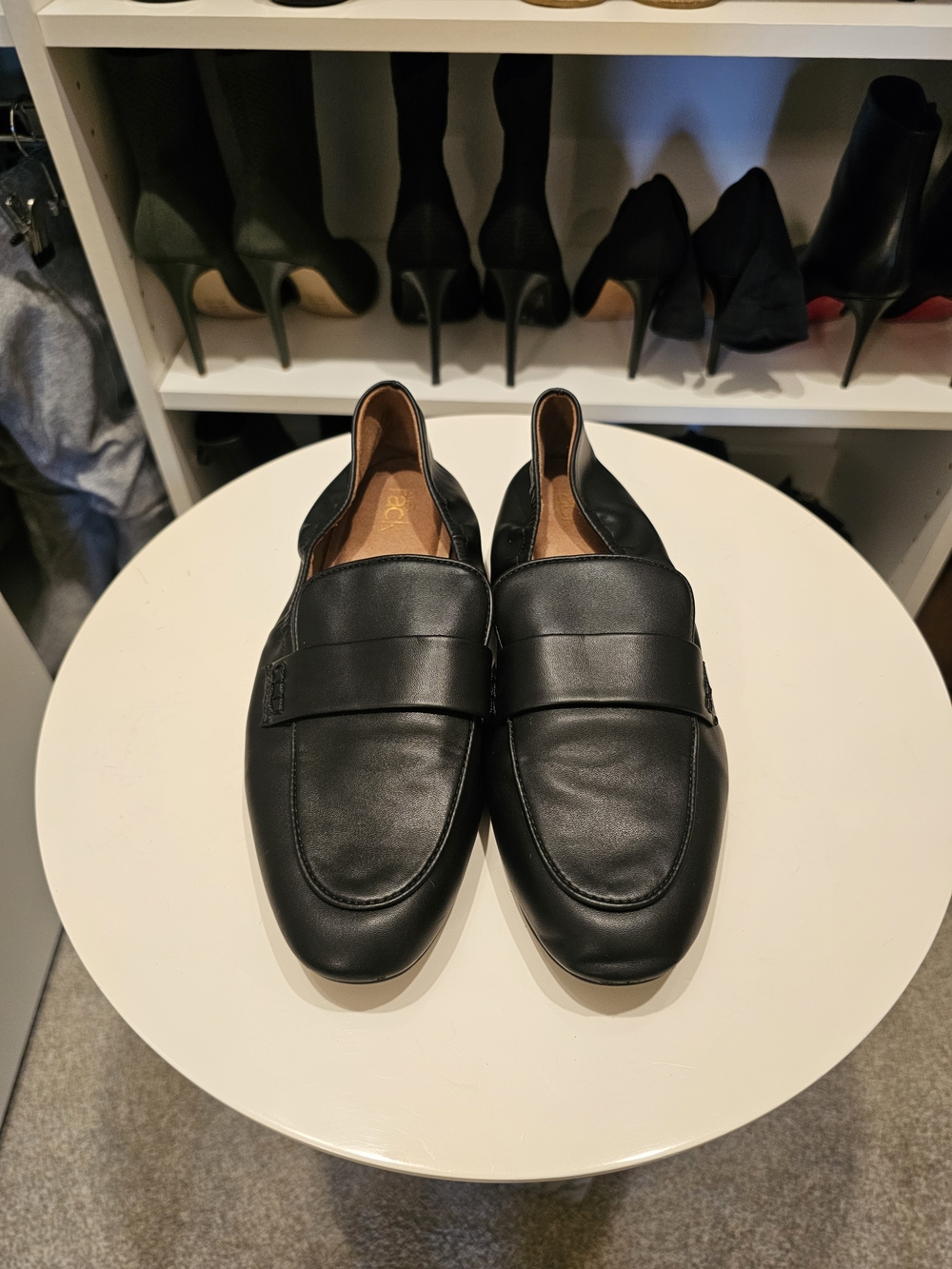 Black Leather Slip-On Penny Loafers